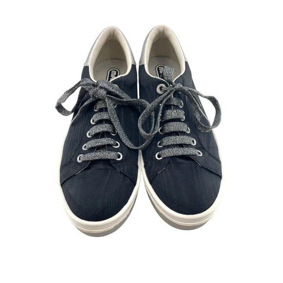 Marc Jacobs Womens Black Empire Sneakers Low Top Lace Up Almond Toe Size 40